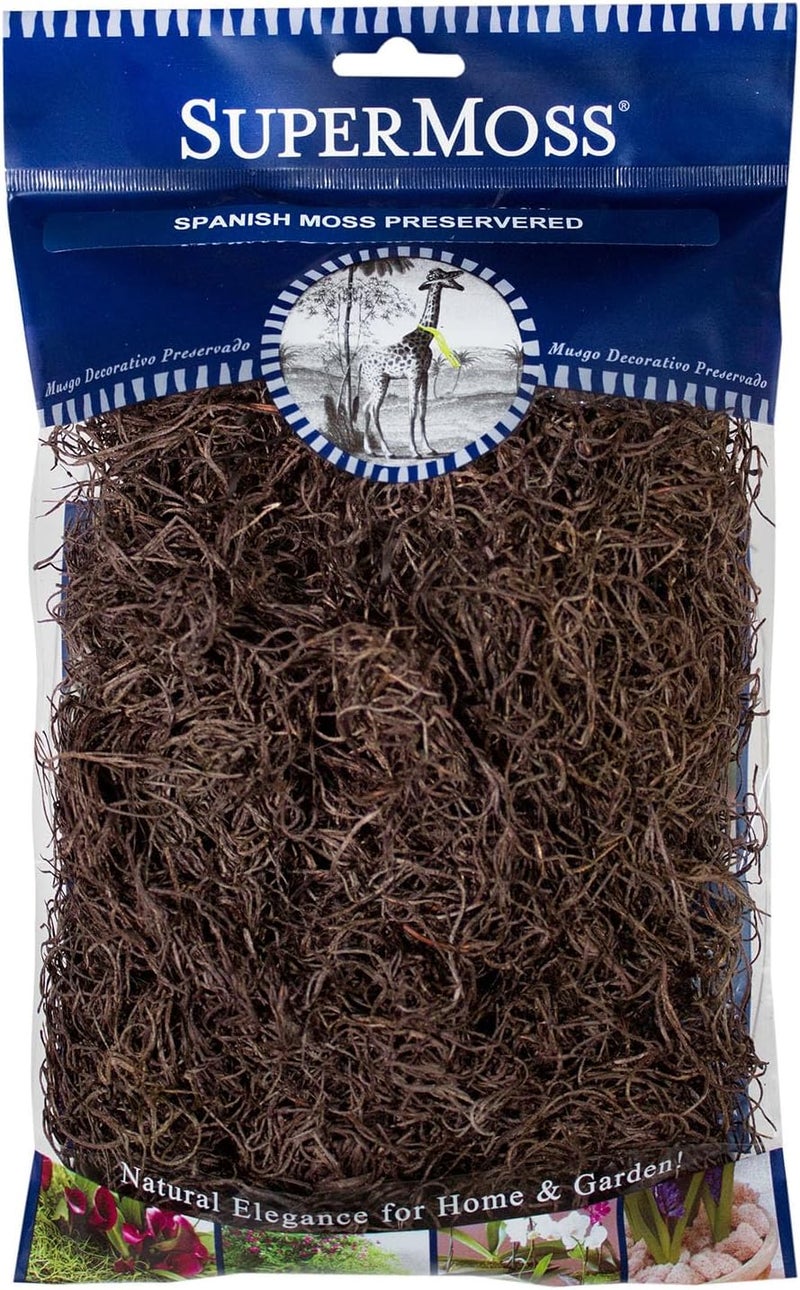 Super Moss (26956) Preserved Spanish Moss – Decorative Moss for Crafts, Potted Plants, Fairy Gardens, Vase Filler, Floral Arrangements & Indoor/Outdoor Garden Projects, 120 Cu in, Coffee - Image 1